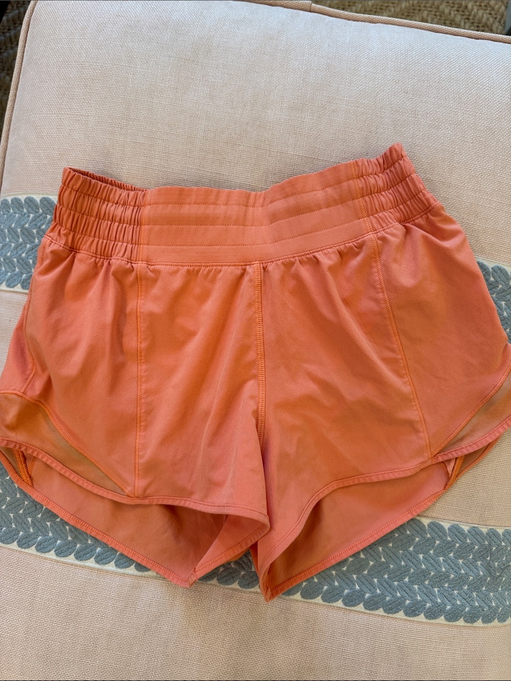 lululemon athletica Coral-Orange Elastic Waist Athletic Shorts